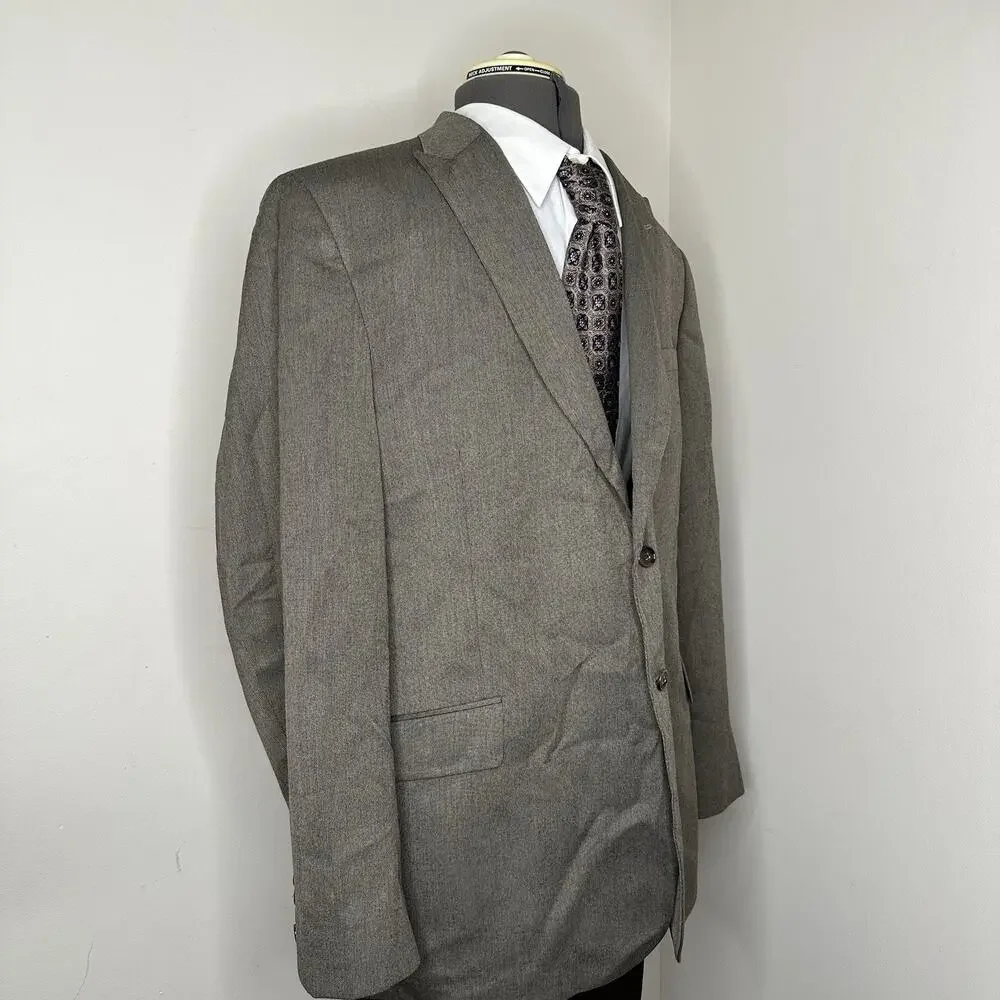 Mens 46R Blazer Gray 2 Button 3XL 50